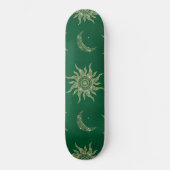 Gold Moon Sun Mandala Green Pattern Persoonlijk Skateboard (Voorkant)