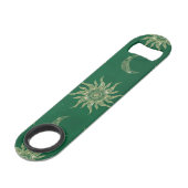 Gold Moon Sun Mandala Green Pattern Speed Flessenopener (Achterkant Gekanteld)