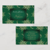 Gold Moon Sun Mandala Green Pattern Visitekaartje (Voorkant / Achterkant)