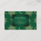 Gold Moon Sun Mandala Green Pattern Visitekaartje (Voorkant)
