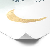 Gold moon waterverf blauw baby shower welkom poster (Hoek)