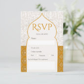 Gold Moroccan floral rsvp bruiloft Kaart (Staand voorkant)