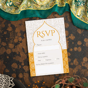 Gold Moroccan floral rsvp bruiloft Kaart