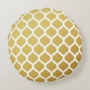Gold Moroccan Pattern Round Kussens