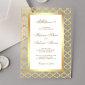 Gold Moroccan Quatrefoil Muslim Wedding Acryl Uitnodigingen