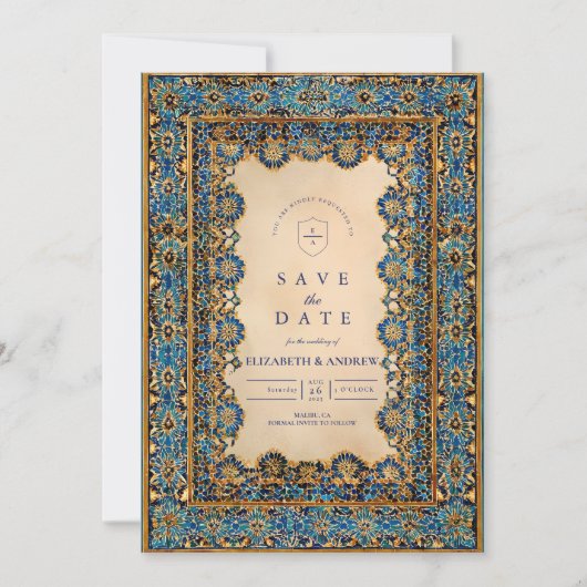 Gold Mosaic Islamic Wedding Save The Date (Voorkant)