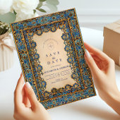 Gold Mosaic Islamic Wedding Save The Date