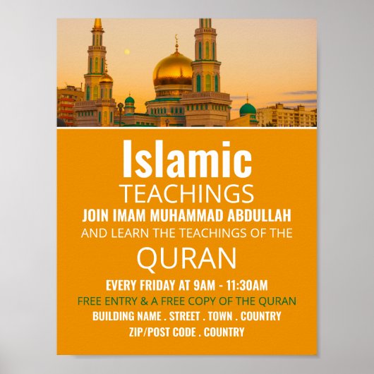 Gold-moskee, islamitische leer Adverteren Poster (Voorkant)