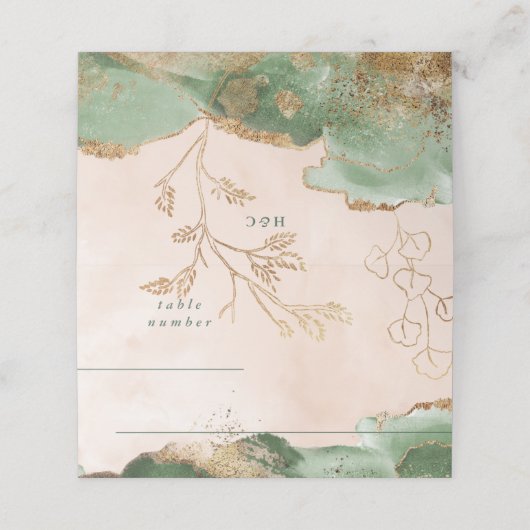 Gold Moss Eucalyptus | Moderne Abstracte Waterverf Plaatskaartje (Buitenkant ongevouwen)