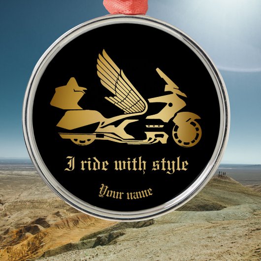 Gold Motorcycle Wings Medal Ornament Goldwing