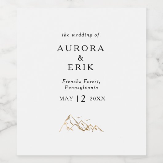 Gold Mountain bruiloft wijn label Wijn Etiket (Enkel label)