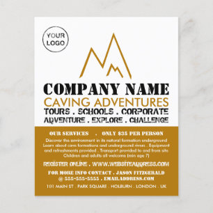Gold Mountain-Logo, Caving Adventure Adverteren Flyer