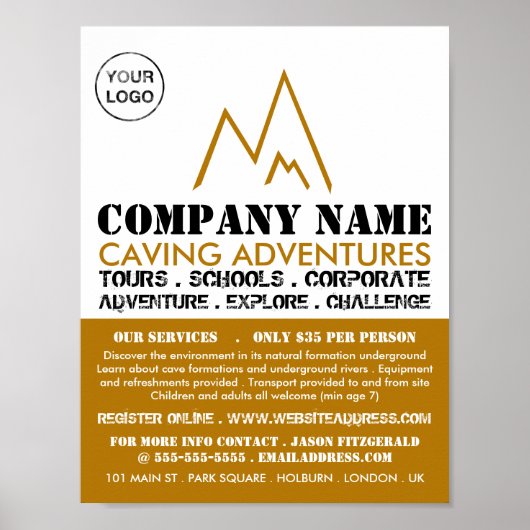 Gold Mountain-Logo, Caving Adventure Adverteren Poster (Voorkant)