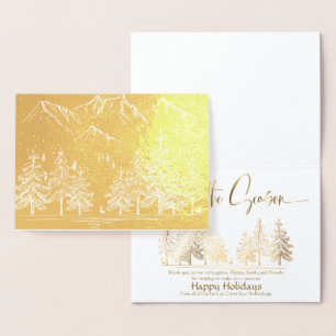 Gold Mountains and Trees Company Holiday Greeting Folie Kaarten