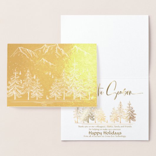 Gold Mountains and Trees Company Holiday Greeting Folie Kaarten (Display)