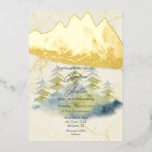 Gold Mountains Backdrop Green en Blue Trees Folie Uitnodiging (Voorkant)
