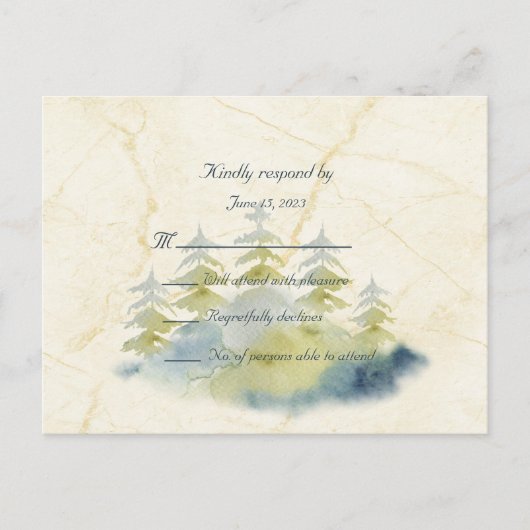Gold Mountains Backdrop Green en Blue Trees RSVP Briefkaart (Voorkant)