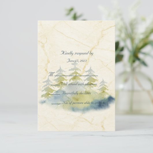 Gold Mountains Backdrop Green en Blue Trees RSVP Kaartje (Staand voorkant)