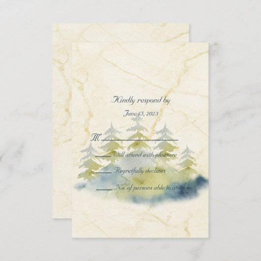 Gold Mountains Backdrop Green en Blue Trees RSVP Kaartje (Voorkant / Achterkant)