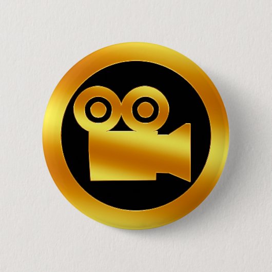 Gold Movie Camera-symbool Ronde Button 5,7 Cm (Voorkant)