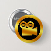 Gold Movie Camera-symbool Ronde Button 5,7 Cm (Voorkant /achterkant)