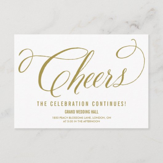 Gold Mr. en Mrs Elegant Script Wedding Reception Informatiekaartje (Voorkant)