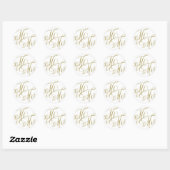 Gold Mr. en Mrs Elegant Script Wedding Ronde Sticker (Vel)