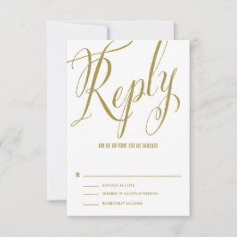 Gold Mr. en Mrs Elegant Script Wedding RSVP Kaart