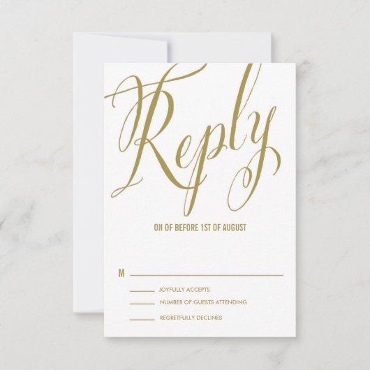 Gold Mr. en Mrs Elegant Script Wedding RSVP Kaart (Voorkant)