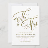 Gold Mr. en Mrs. Rustic Calligraphy Trouwen Kaart (Voorkant)