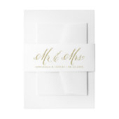 Gold Mr. en Mrs. Rustic Calligraphy Trouwen Uitnodigingen Wikkel (Voorkant Voorbeeld)