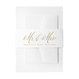 Gold Mr. en Mrs. Rustic Calligraphy Trouwen Uitnodigingen Wikkel