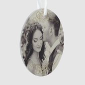 Gold Mr. en Mrs Wedding Monogram Foto Ornament (voorkant)