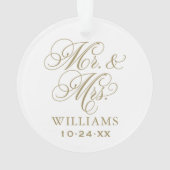 Gold Mr. en Mrs Wedding Monogram Foto Ornament (achterkant)