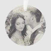 Gold Mr. en Mrs Wedding Monogram Foto Ornament (voorkant)