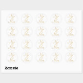 Gold Mr & Mrs Stickers, folie lettertype Ronde Sticker (Vel)
