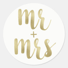 Gold Mr & Mrs stickers, folie, rond Ronde Sticker