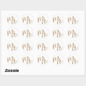 Gold MR Typografie Wedding Groom Groomsman Ronde Sticker (Vel)