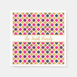 Gold Multicolor Quatrefoil Patroon Servet