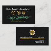 Gold Music Icons Green Waves Sound Engineer Visitekaartje (Voorkant / Achterkant)