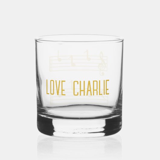 GOLD MUSIC LOVER DAD GIFT PIANO MUSICAL NOTES WHISKY GLAS (Achterkant)