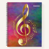 Gold Music Note Aanpassen en aanpassen Notitieboek (Voorkant)