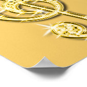 Gold Music Note en Stiletto 18th Birthday Poster (Hoek)