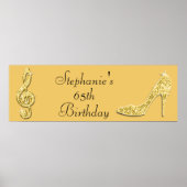 Gold Music Note en Stiletto 65th Birthday Poster (Voorkant)