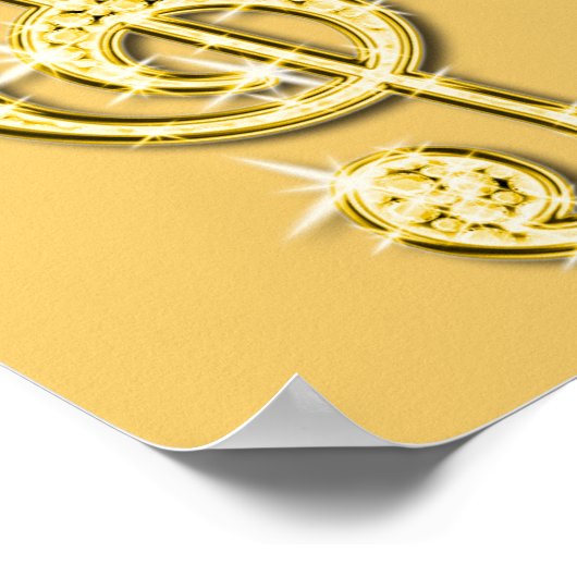 Gold Music Note en Stiletto 75th Birthday Poster (Hoek)