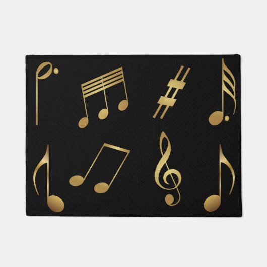 Gold Music Note Rug Deurmat (Voorkant)
