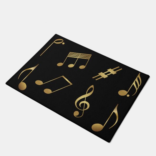 Gold Music Note Rug Deurmat (Schuin)