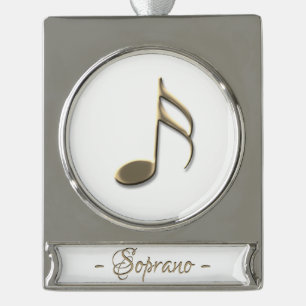 Gold Music Note Soprano Singer Name Ornament Verzilverd Banner Ornament
