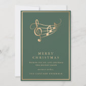 Gold Music Notes Elegant Musical Christmas Card Feestdagenkaart (Voorkant)