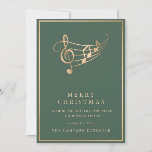Gold Music Notes Elegant Musical Christmas Card Feestdagenkaart (Voorkant)